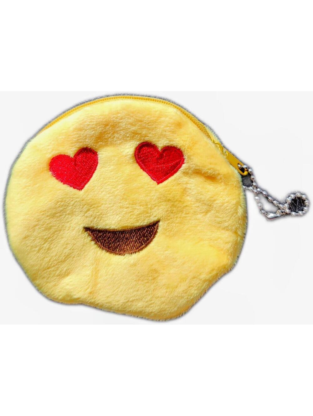 Heart Eyes Emoji Plush Coin Pouch - Yellow